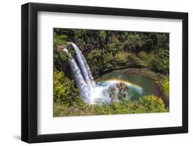 Wailua Falls and Scenery on the Hawaiian Island of Kauai-Andrew Shoemaker-Framed Premium Photographic Print