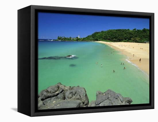 Waimea Bay Beach Park, a Popular Surfing Spot on Oahu's North Shore, Oahu, Hawaii, USA-Robert Francis-Framed Stretched Canvas