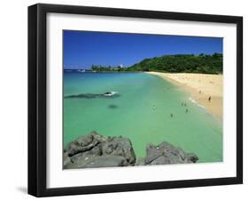 Waimea Bay Beach Park, a Popular Surfing Spot on Oahu's North Shore, Oahu, Hawaii, USA-Robert Francis-Framed Photographic Print