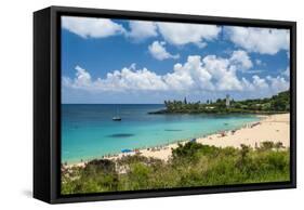 Waimea Bay, North Shore Oahu, Hawaii, United States of America, Pacific-Michael-Framed Stretched Canvas