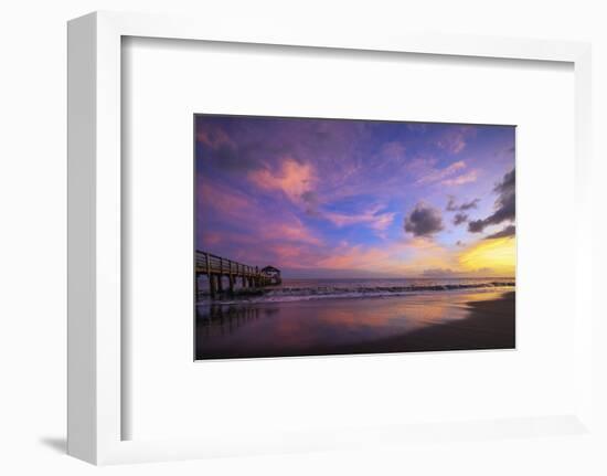Waimea Bay State Pier at sunset, Waimea, Kauai Island, Hawaii, USA-Christian Kober-Framed Photographic Print