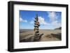 Waipio valley north shore, rocks stacked on the beach, Big Island, Hawaii, USA-Christian Kober-Framed Photographic Print