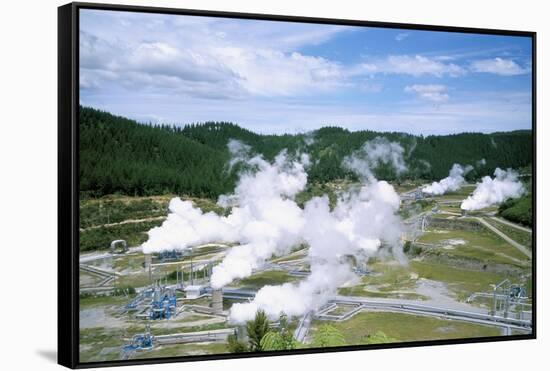 Wairakei Geothermal Power Station, Near Lake Taupo, North Island, New Zealand-Geoff Renner-Framed Stretched Canvas