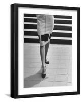 Waist-Down View of Dress with Belt as an Accent around Knees-Nina Leen-Framed Photographic Print