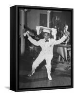Waiter Dancing with a Tray on His Head-Wallace Kirkland-Framed Stretched Canvas