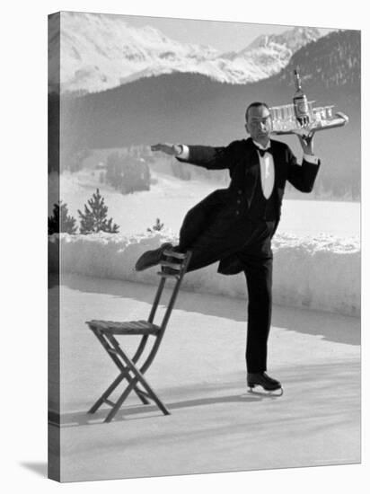 Waiter Rene Brequet with Tray of Cocktails as He Skates Around Serving Patrons at the Grand Hotel-Alfred Eisenstaedt-Stretched Canvas