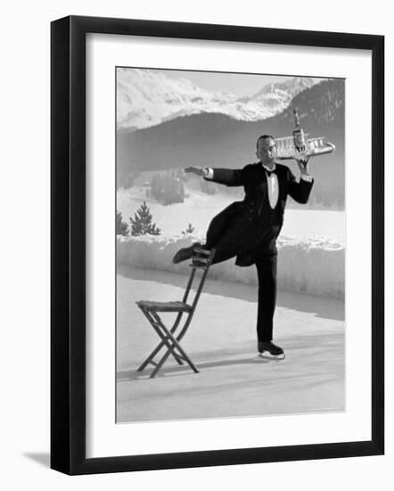 Waiter Rene Brequet with Tray of Cocktails as He Skates Around Serving Patrons at the Grand Hotel-Alfred Eisenstaedt-Framed Photographic Print