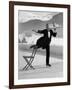 Waiter Rene Brequet with Tray of Cocktails as He Skates Around Serving Patrons at the Grand Hotel-Alfred Eisenstaedt-Framed Photographic Print