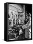 Waiter Using Espresso Machine in Restaurant at Cafe Partenopea-Fred Lyon-Framed Stretched Canvas