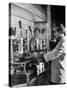 Waiter Using Espresso Machine in Restaurant at Cafe Partenopea-Fred Lyon-Stretched Canvas