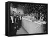 Waiters and Bartenders Waiting to Serve at the Alba Wedding-Frank Scherschel-Framed Stretched Canvas