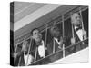 Waiters at the Churchill Downs Bar Watching the Derby Horses Coming Down the Stretch-Alfred Eisenstaedt-Stretched Canvas