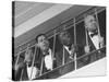 Waiters at the Churchill Downs Bar Watching the Derby Horses Coming Down the Stretch-Alfred Eisenstaedt-Stretched Canvas