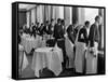 Waiters in the Grand Hotel Dining Room Lined Up at Window Watching Sonia Henie Ice Skating Outside-Alfred Eisenstaedt-Framed Stretched Canvas