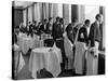 Waiters in the Grand Hotel Dining Room Lined Up at Window Watching Sonia Henie Ice Skating Outside-Alfred Eisenstaedt-Stretched Canvas