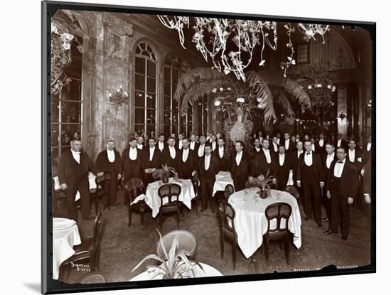 Waiters in the Palm Court at Sherry's Restaurant, New York, 1902-Byron Company-Mounted Giclee Print