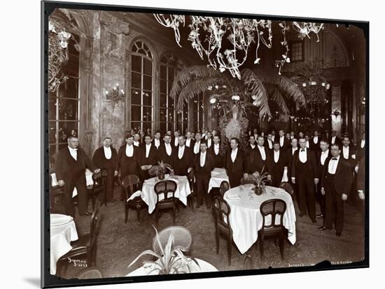 Waiters in the Palm Court at Sherry's Restaurant, New York, 1902-Byron Company-Mounted Giclee Print