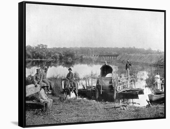 Waiting at the Ferry, Paraguay, 1911-null-Framed Stretched Canvas