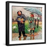 "Waiting for Bus in Rain,"April 1, 1948-Austin Briggs-Framed Giclee Print