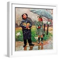 "Waiting for Bus in Rain,"April 1, 1948-Austin Briggs-Framed Giclee Print