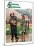 "Waiting for Bus in Rain," Country Gentleman Cover, April 1, 1948-Austin Briggs-Mounted Giclee Print