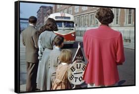 Waiting for Bus on City Street-William P. Gottlieb-Framed Stretched Canvas