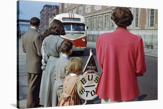 Waiting for Bus on City Street-William P. Gottlieb-Stretched Canvas