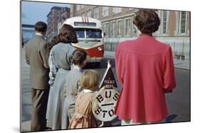 Waiting for Bus on City Street-William P. Gottlieb-Mounted Photographic Print