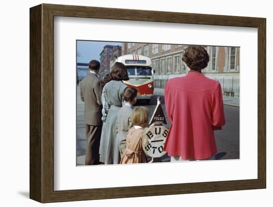 Waiting for Bus on City Street-William P. Gottlieb-Framed Photographic Print