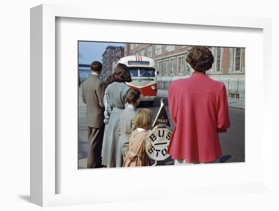 Waiting for Bus on City Street-William P. Gottlieb-Framed Photographic Print