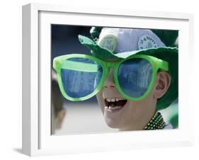 Waiting for Candy and Beads During the Annual St. Patrick's Day Parade in Indianapolis-null-Framed Photographic Print