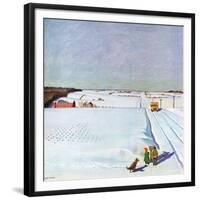 "Waiting for School Bus in Snow," February 1, 1947-John Falter-Framed Giclee Print