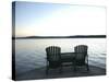 Waiting for the End of the Day, Chairs at Lake Mooselookmegontic, Maine-Nance Trueworthy-Stretched Canvas