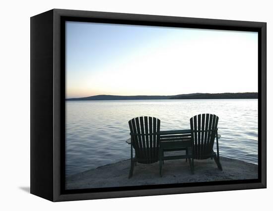 Waiting for the End of the Day, Chairs at Lake Mooselookmegontic, Maine-Nance Trueworthy-Framed Stretched Canvas
