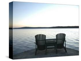Waiting for the End of the Day, Chairs at Lake Mooselookmegontic, Maine-Nance Trueworthy-Stretched Canvas