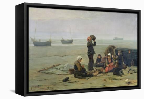 Waiting For the Fish, Berck-Sur-Mer-Charles Emmanuel Joseph Roussel-Framed Stretched Canvas