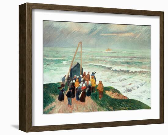 Waiting for the Fishermen in Brittany-Henry Moret-Framed Giclee Print