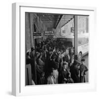 Waiting for the Greyhound bus at the Memphis terminal, 1943-Esther Bubley-Framed Photographic Print