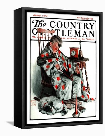 "Waiting for the New Year," Country Gentleman Cover, January 3, 1925-William Meade Prince-Framed Stretched Canvas