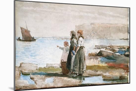 Waiting for the Return of the Fishing Fleets, 1881-Winslow Homer-Mounted Giclee Print