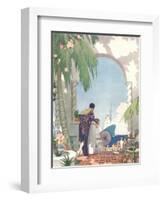 Waiting for the Ship on the Terrace-null-Framed Art Print