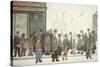 Waiting For The Shops To Open-Laurence Stephen Lowry-Stretched Canvas