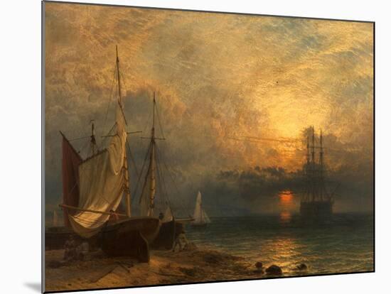 Waiting for the Tide, Sunset, 1866-Henry Dawson-Mounted Giclee Print