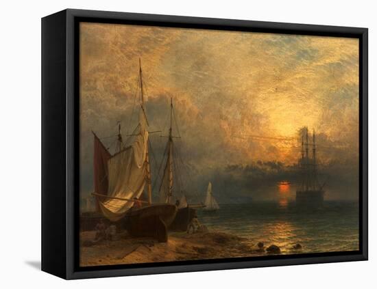 Waiting for the Tide, Sunset, 1866-Henry Dawson-Framed Stretched Canvas