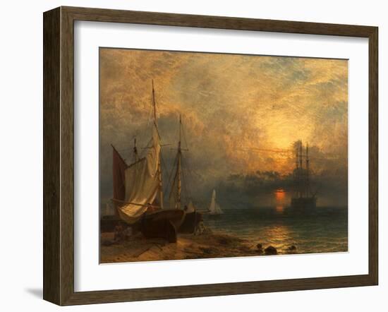 Waiting for the Tide, Sunset, 1866-Henry Dawson-Framed Giclee Print