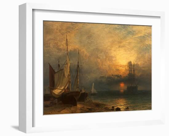 Waiting for the Tide, Sunset, 1866-Henry Dawson-Framed Giclee Print