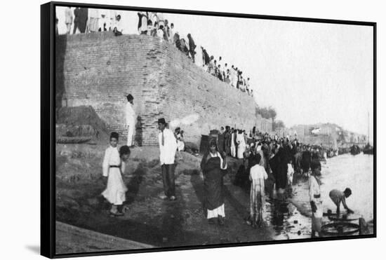 Waiting for the Troop Barges to Arrive, Tigris River, Baghdad, Iraq, 1917-1919-null-Framed Stretched Canvas