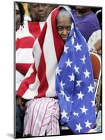 Waiting in the Rain with Other Flood Victims Outside the Convention Center in New Orleans-null-Mounted Photographic Print