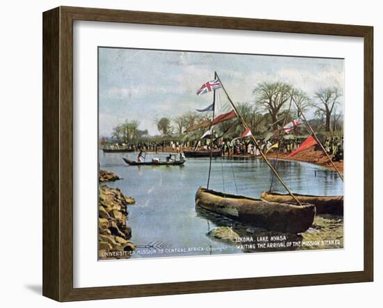 Waiting the Arrival of the Mission Steamer, Likoma, Lake Nyasa, Africa, 1904-null-Framed Giclee Print