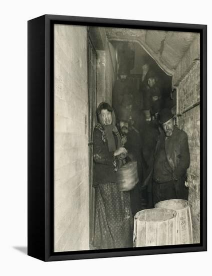 Waiting to Be Let in the Mulberry Street Station, 1892 (Gelatin Silver Print)-Jacob August Riis-Framed Stretched Canvas